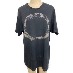 Rogues Gallery Vintage Shark Graphic T-Shirt Size L Black Cotton Crew Neck